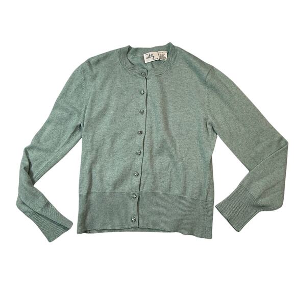 Milly Cardigan Sweater Women's Large Light Blue JewelButtons Cashmere Wool Blend - Picture 4 of 5